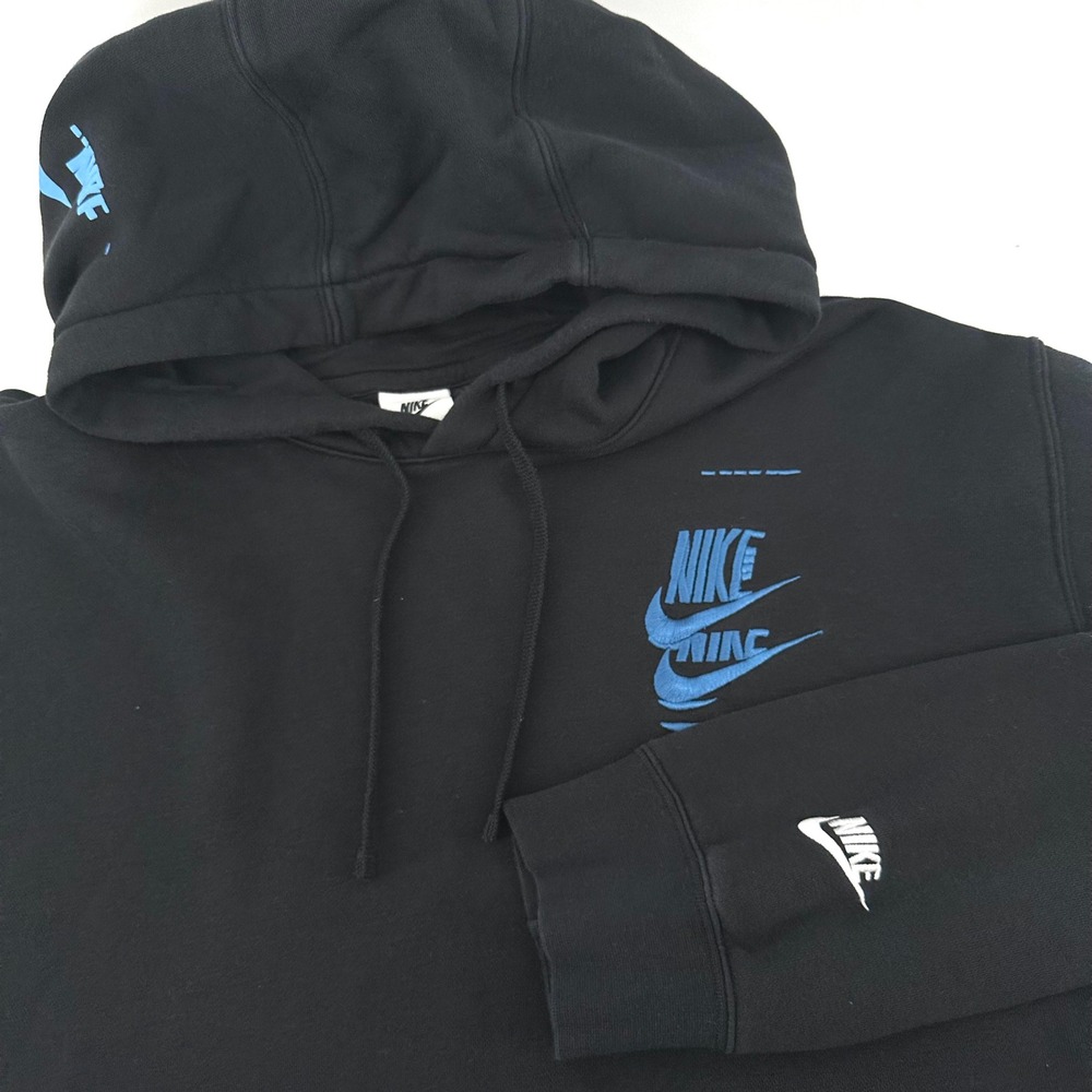 Nike Mens Sport Essentials+ Glitch Multi Logo Hoodie Black XL Collectible